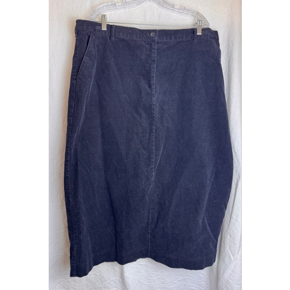 Women's Lands' End Black Corduroy Skirt 20W